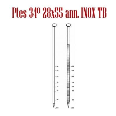 Alsafix Pointes 34° 28 x 55 annelées INOX TB Réf 34280558