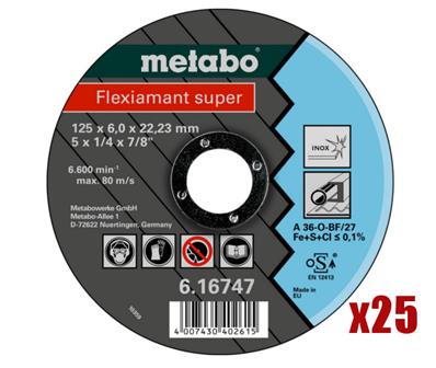 METABO 25 unit. Flexiamant super 125x6,0x22,2 acier inox - 616747000