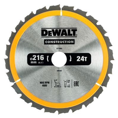 Dewalt L. scie circulaire stationn. Carb Construction 216x30mm 24T