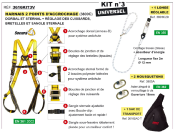LEVAC 3616KIT3V – Kit harnais antichute universel avec longe, mousquetons et sac de transport