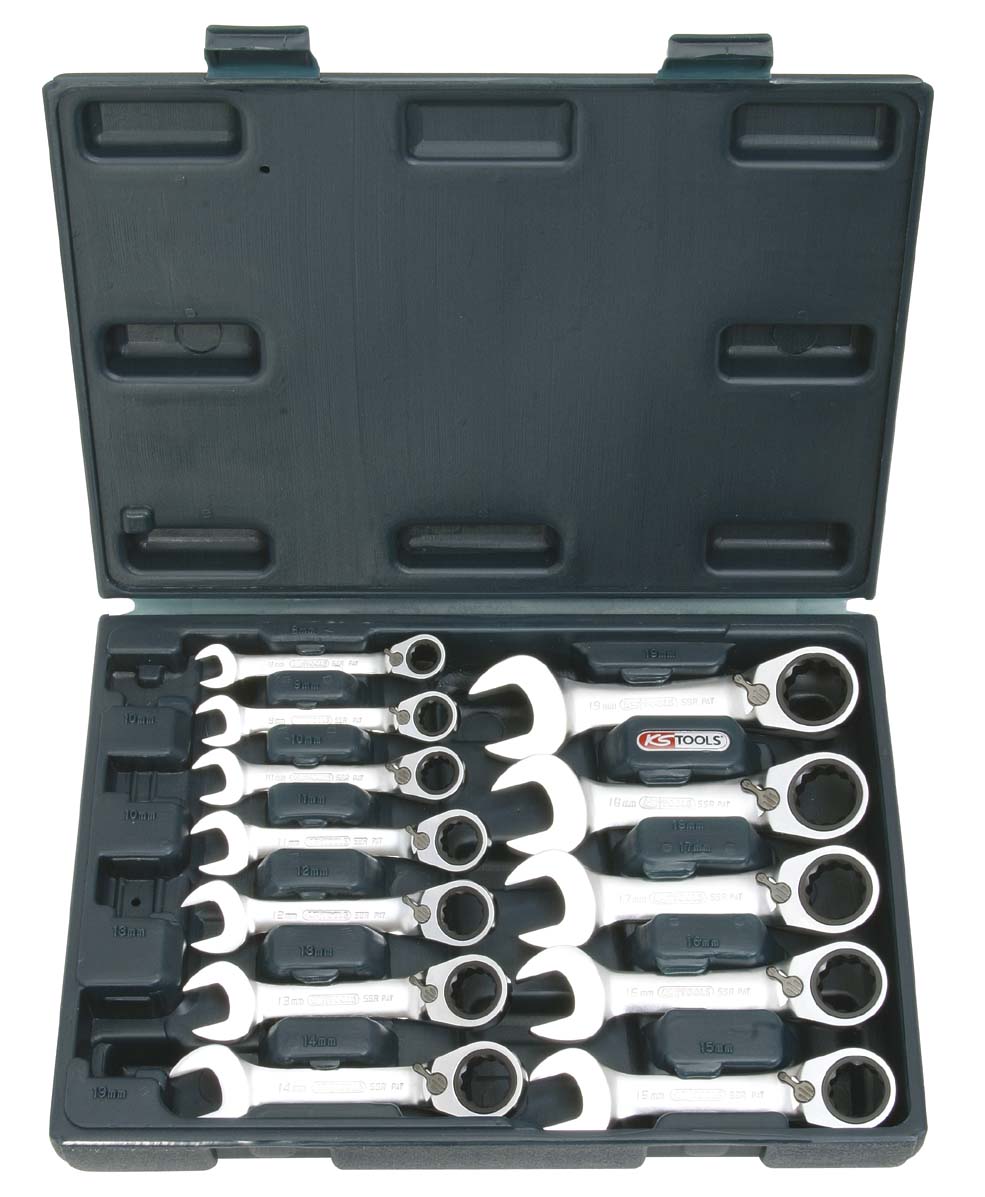 KS Tools 503.4665 Coffret 6 Clés Mixtes à Cliquet Réversible GEARplus CHROMEplus 9-18 Mm