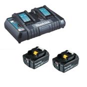 MAKITA Pack 18 V 2 batteries 5,0 Ah BL1850 + chargeur double DC18RD