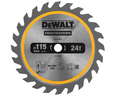 Dewalt L. scie circ sans fil Carbure Construction 115x9,5mm 24T