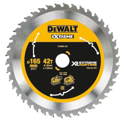 Dewalt L. scie circ plongeante Carbure XR Runtime 165x20mm 42T