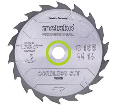 LAME SCIE CIRC. PRO "CORDLESS CUT WOOD" HW/CT 165X20 36 WZ 15° METABO