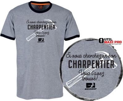 Bosseur Tee-shirt Charpentier Gris-chiné M