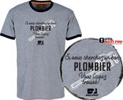 Bosseur Tee-shirt Plombier Gris Chiné M
