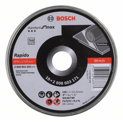BOSCH 1 Boîte 10 disques à tronçonner pour l'Inox Standard for moyeu 