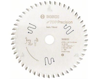 LAME SCIE CIRCULAIRE TOP PRECISION BEST WOOD 165X20X1,8MM 48 BOSCH