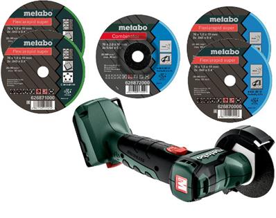 METABO Meuleuse 76mm 12 V PowerMaxx CC 12 BL nu + 5 disques