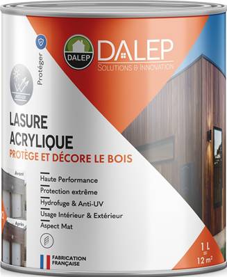 DALEP LASURE ACRYLIQUE INCOLORE Protection Extrême - Pot 1L