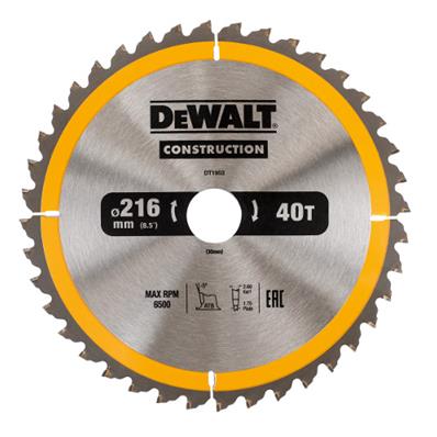 Dewalt L. scie circulaire stationn. Carb Construction 216x30mm 40T